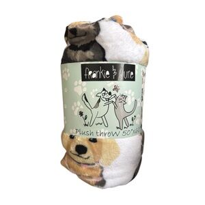 Dog Plush Throw Blanket - Brown and White
